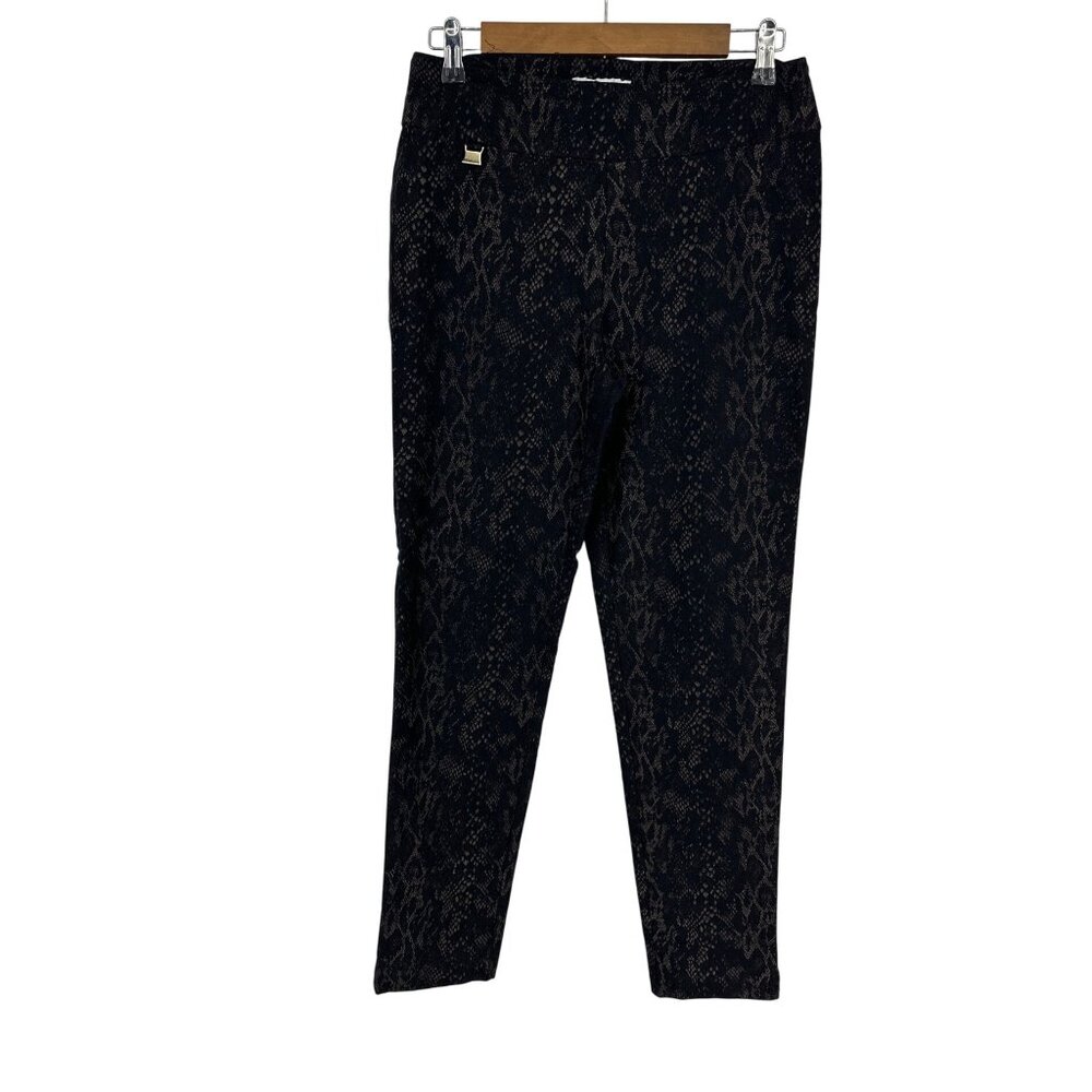 Joseph Ribkoff Black Snake Print Slim Leg Pants Stretch Waistband Women's Sz 14